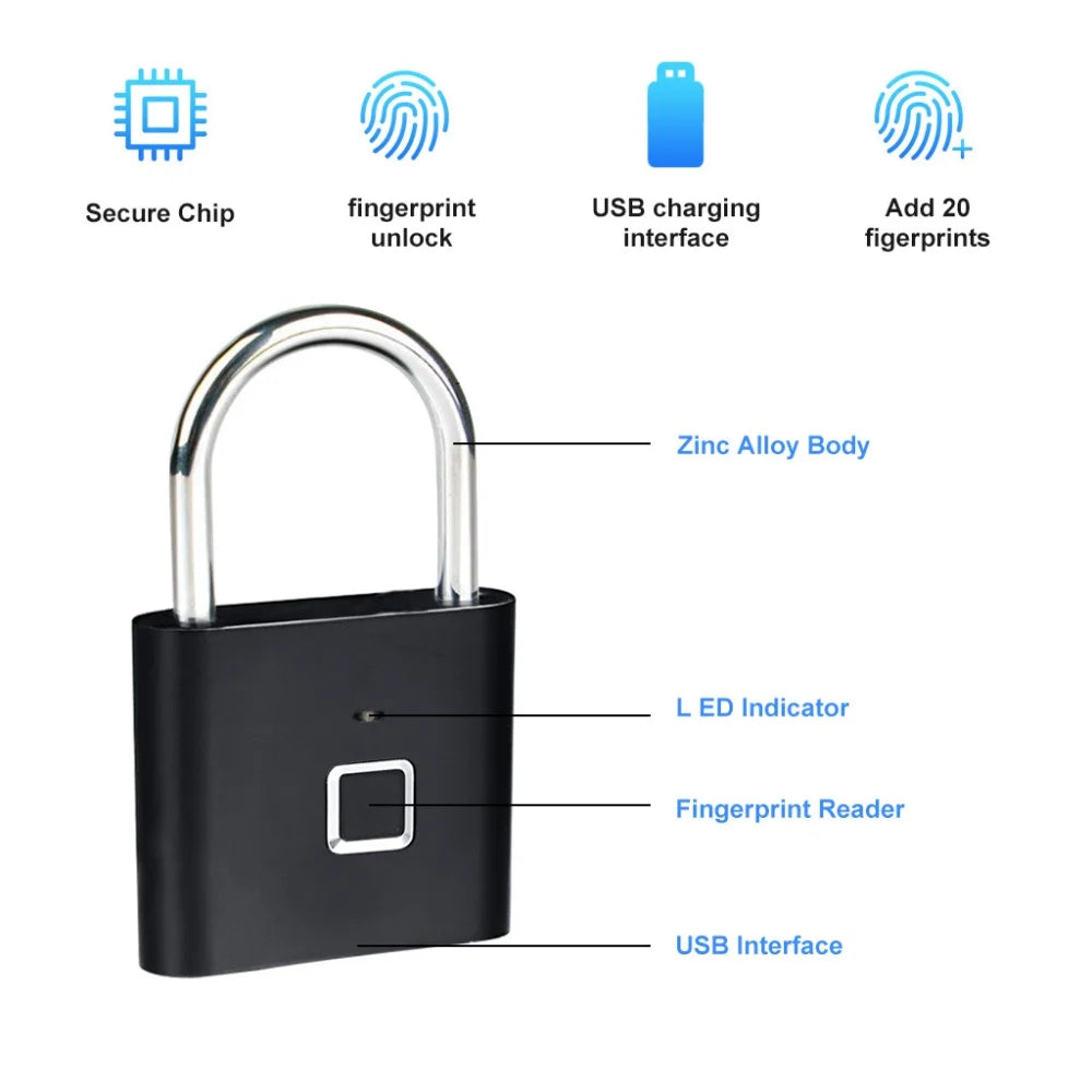 Smart Fingerprint Lock – Unlock with a Touch, No Keys, No Worries, perfect for Gym