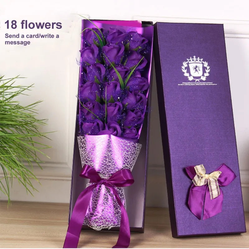 Love Delivered to Your Doorstep - 18 Eternal Soap Roses in a Luxurious Gift Box