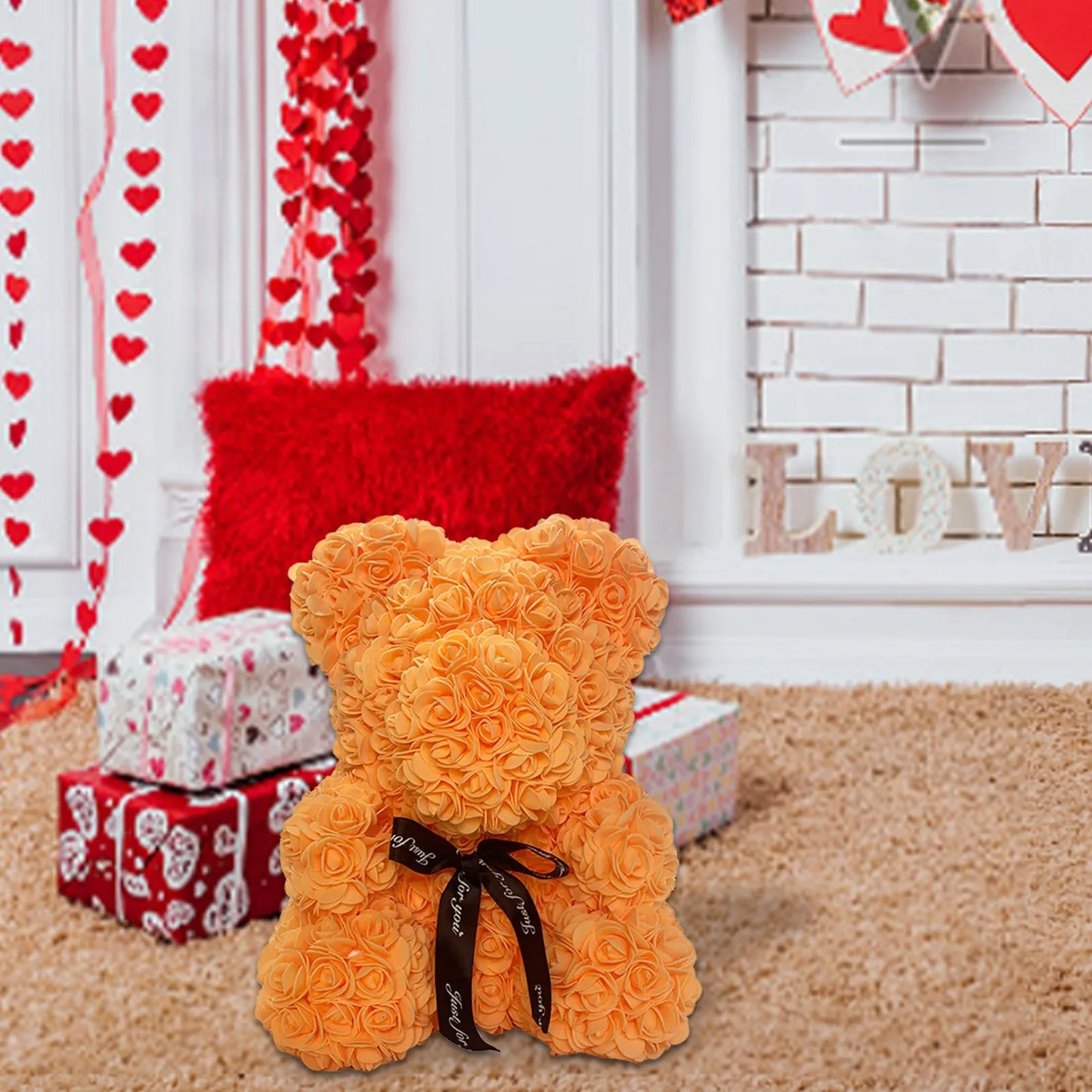 Handmade Rose Teddy Bear 25cm flower The Perfect Symbol of Love