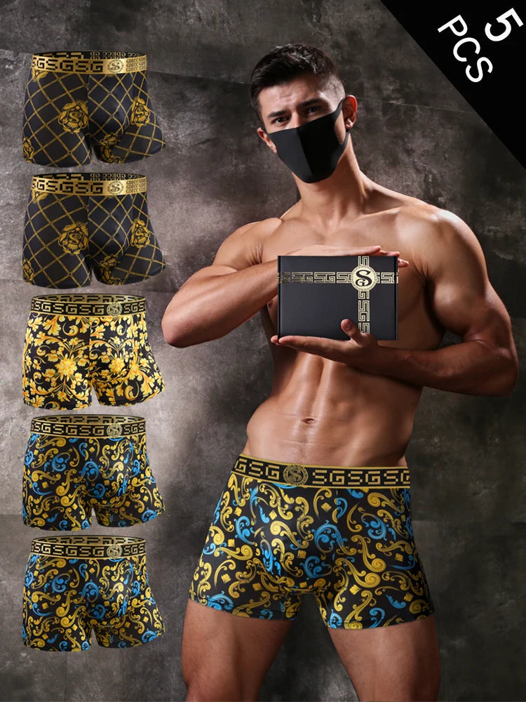 Golden Temptation – 5-Piece Luxury Boxer Set - Gift Box