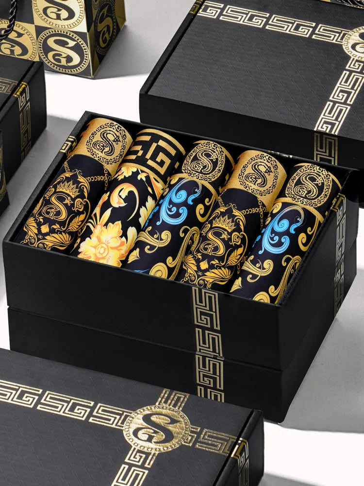 Golden Temptation – 5-Piece Luxury Boxer Set - Gift Box